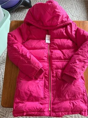 J. Crew Womens Hot Pink Puffer Jacket with Hood